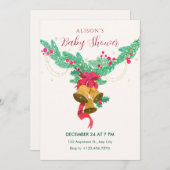 Waterverf jingle bells kerst baby shower kaart (Voorkant / Achterkant)