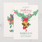 Waterverf Jingle Bells Verjaardag Kaart (Voorkant / Achterkant)