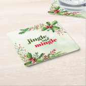 Waterverf Jingle en Mingle Kerstfeestdag Kartonnen Onderzetters (Schuin)