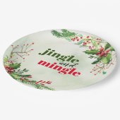 Waterverf Jingle en Mingle Kerstfeestdag Papieren Bordje (Gekanteld)