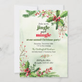 Waterverf Jingle en Mingle Kerstparty Kaart (Voorkant)