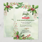 Waterverf Jingle en Mingle Kerstparty Kaart (Voorkant / Achterkant)