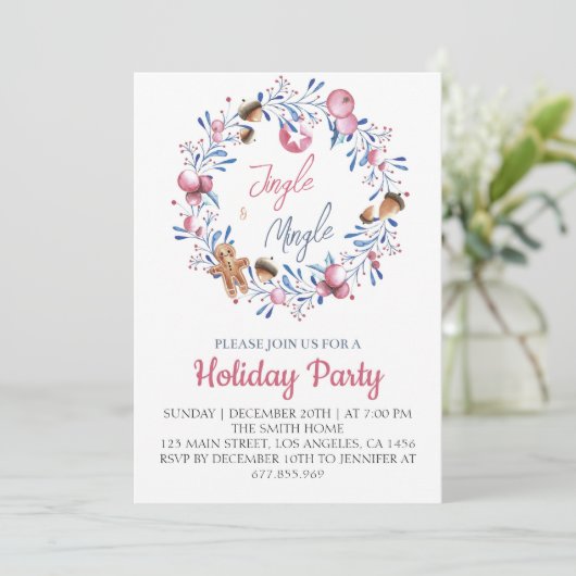 Waterverf Jingle en Mingle Kerstuitnodiging Kaart (Staand voorkant)