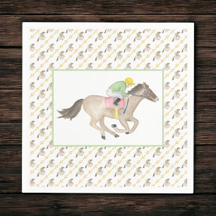 Waterverf Jockey Derby Feest Paardenrace Goud Servet