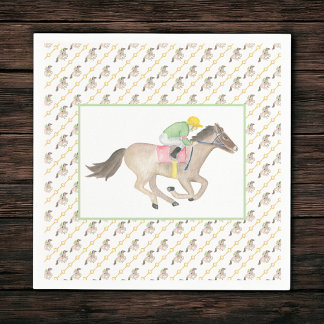 Waterverf Jockey Derby Feest Paardenrace Goud Servet