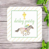 Waterverf Jockey Derby Party Paardenrace Goud Kartonnen Onderzetters