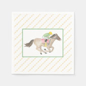 Waterverf Jockey Derby Party Paardenrace Goud Servet (Voorkant)