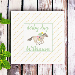 Waterverf Jockey Derby Party Paardenrace Goud Servet