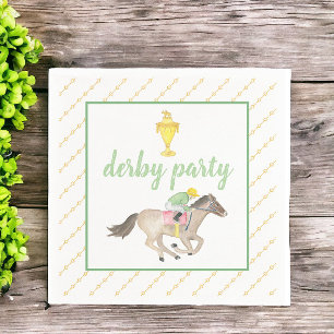 Waterverf Jockey Derby Party Paardenrace Goud Servet