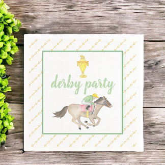 Waterverf Jockey Derby Party Paardenrace Goud Servet