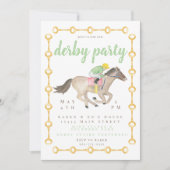 Waterverf Jockey Derby Party Paardenrace Kaart (Voorkant)