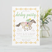 Waterverf Jockey Derby Party Paardenrace Kaart (Staand voorkant)
