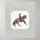 Waterverf jockey op een bruin paard,  poster (Voorkant)