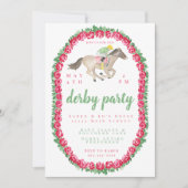Waterverf Jockey Paard Derby Party Rozen Kaart (Voorkant)