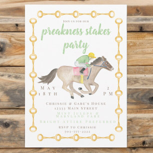 Waterverf Jockey Preakness Party Paardenrace Kaart