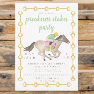 Waterverf Jockey Preakness Party Paardenrace Kaart
