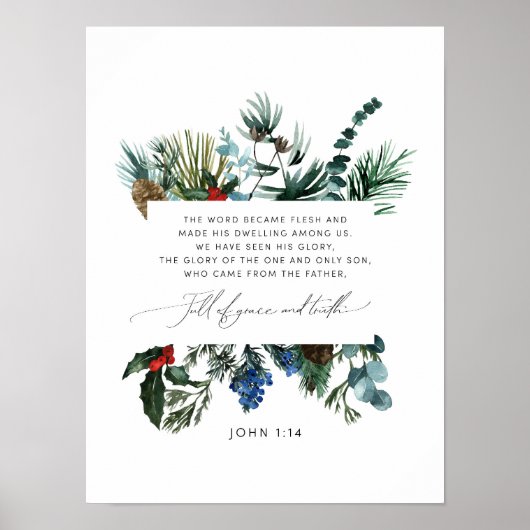 Waterverf Johannes 1:14 Kerst poster (Voorkant)