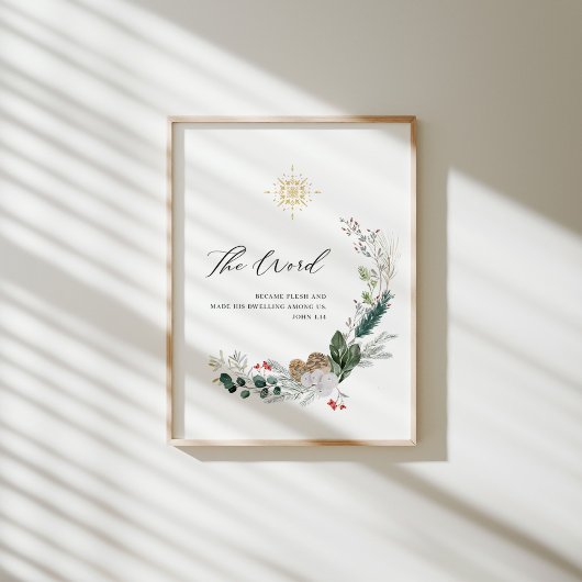 Waterverf Johannes 1:!4 Kerst poster