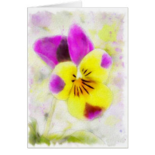 Waterverf Johnny Jump Up Viola Birthday Kaart