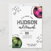 Waterverf Joint Soccer Verjaardagsuitnodiging Kaart (Voorkant)