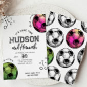 Waterverf Joint Soccer Verjaardagsuitnodiging Kaart