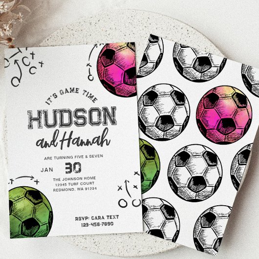 Waterverf Joint Soccer Verjaardagsuitnodiging Kaart