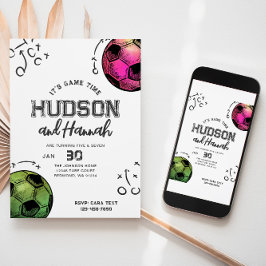 Waterverf Joint Soccer Verjaardagsuitnodiging Kaart