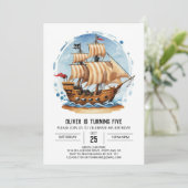 Waterverf Jolly Roger Matey Pirate Verjaardag Kaart (Staand voorkant)