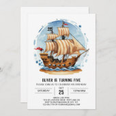 Waterverf Jolly Roger Matey Pirate Verjaardag Kaart (Voorkant / Achterkant)