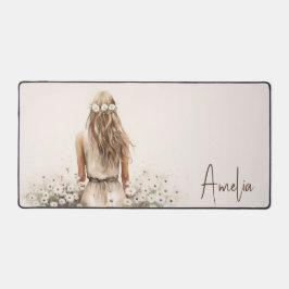 Waterverf jonge vrouw in Daisy Meadow Bureaumat