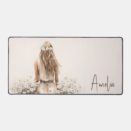 Waterverf jonge vrouw in Daisy Meadow Bureaumat (Voorkant)