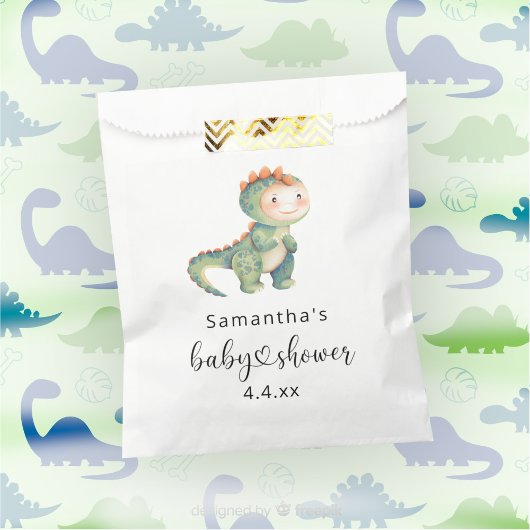 Waterverf jongen dinosaurus baby shower bedankzakje