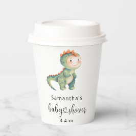 Waterverf jongen dinosaurus baby shower papieren bekers
