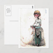  Waterverf jongen en kooi Briefkaart (Voorkant / Achterkant)