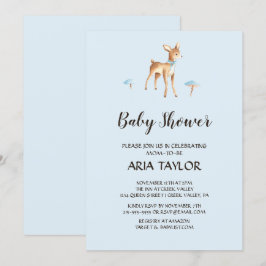 Waterverf Jongen Herten met Paddestoel Baby shower Kaart