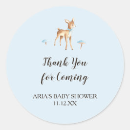 Waterverf Jongen Herten Paddenstoelen Baby shower  Ronde Sticker