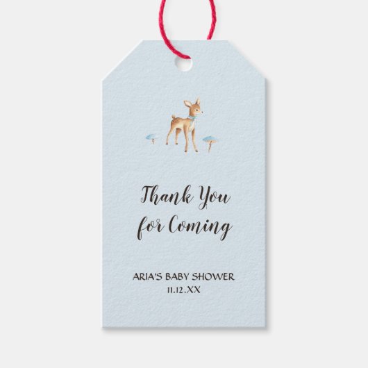 Waterverf Jongen Herten Paddestoel Baby shower Fav Cadeaulabel (Voorkant)