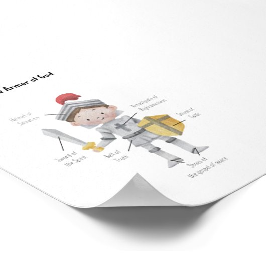 Waterverf jongen het pantser van Gods print (Hoek)