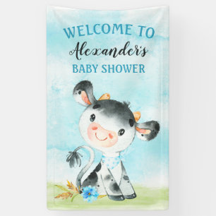 Waterverf Jongen Koe Baby shower FarmBaby Showe Spandoek