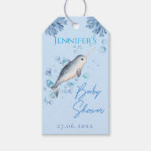 Waterverf jongen Narwhal & bubbels Baby shower Cadeaulabel (Voorkant)