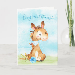 Waterverf Jongen Paard Boerderij Gefeliciteerd Kaart