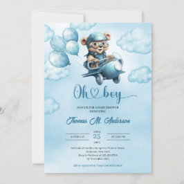 Waterverf jongen Teddy Bear Aviator met ballonnen Kaart