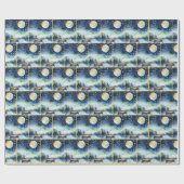 Waterverf jongen Vist 's nachts Cadeaupapier (Vlak)