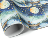 Waterverf jongen Vist 's nachts Cadeaupapier (Rol Hoek)