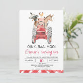Waterverf Jongens Boerderij Verjaardagsuitnodiging Kaart (Staand voorkant)