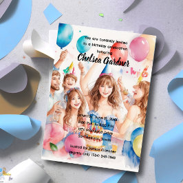 Waterverf jongeren vieren hun verjaardag kaart