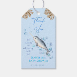 Waterverf jongetje Narwhal en bubbels Stars Favor Cadeaulabel