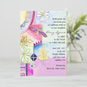 Waterverf Joodse bat Mitzvah Uitnodiging (Staand voorkant)