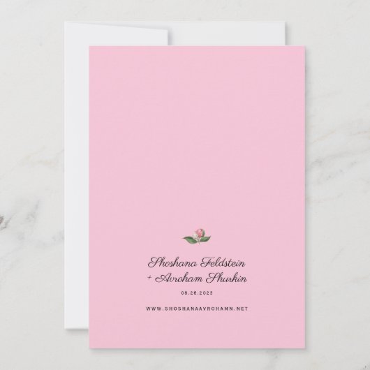 Waterverf Joodse bruiloft Elegant Floral Kaart (Achterkant)