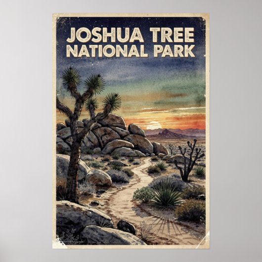 Waterverf Joshua Tree National Park Retro Poster (Voorkant)